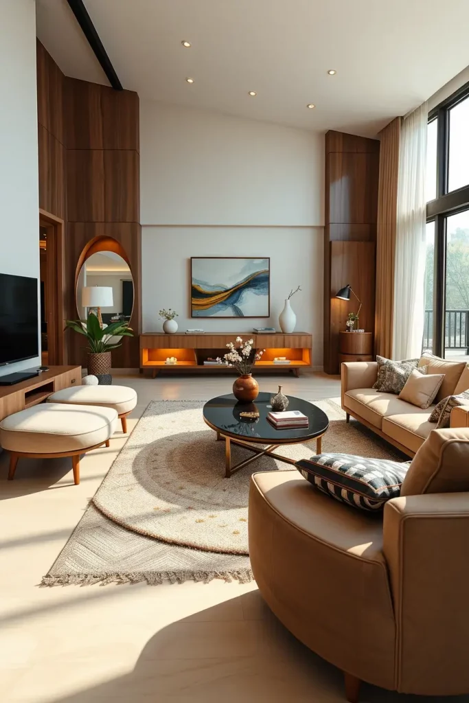 66 Corner-Free Furniture Ideas for Bedrooms and Living Rooms