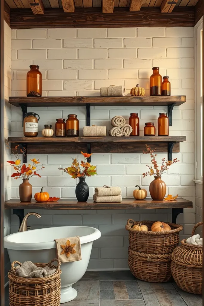 64 Rustic Bathroom Fall Makeover Ideas for a Cozy Seasonal Refresh