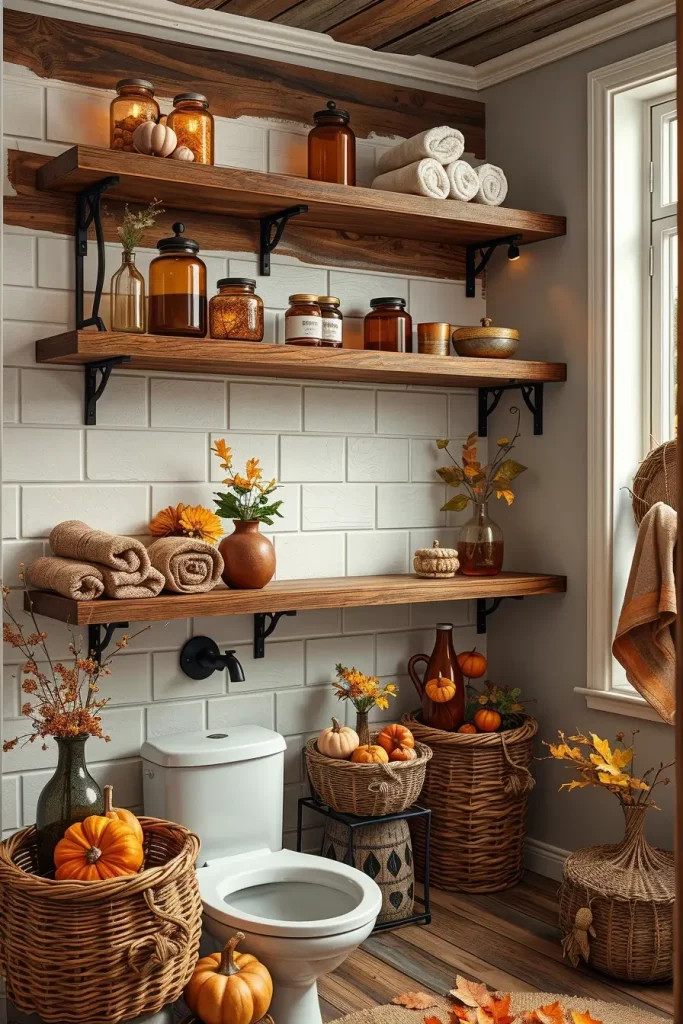 64 Rustic Bathroom Fall Makeover Ideas for a Cozy Seasonal Refresh