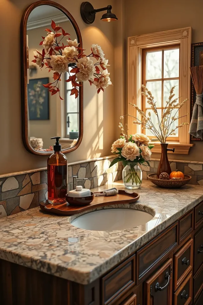 64 Rustic Bathroom Fall Makeover Ideas for a Cozy Seasonal Refresh