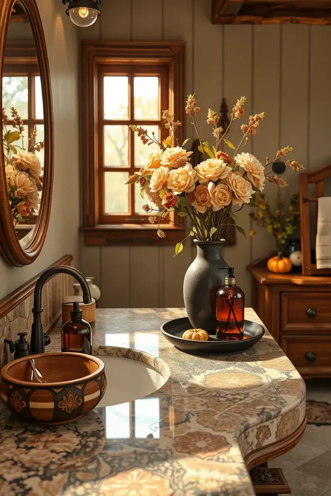 64 Rustic Bathroom Fall Makeover Ideas for a Cozy Seasonal Refresh