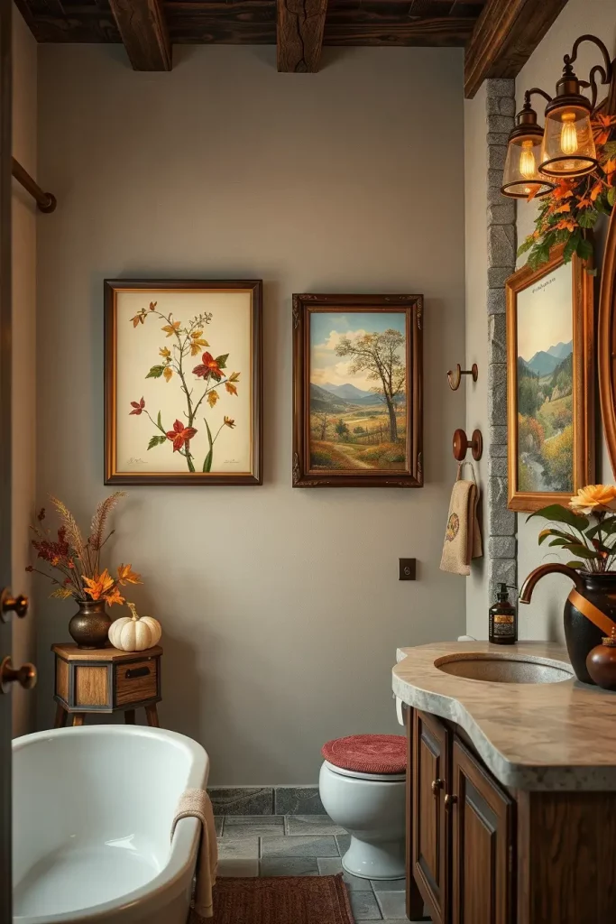 64 Rustic Bathroom Fall Makeover Ideas for a Cozy Seasonal Refresh