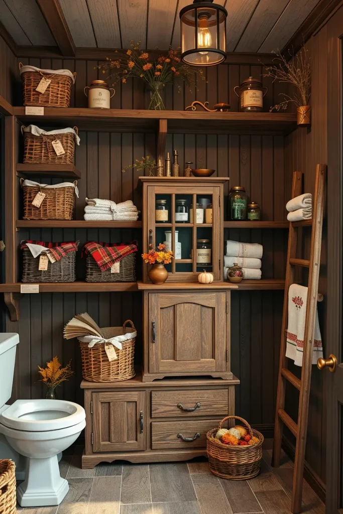 64 Rustic Bathroom Fall Makeover Ideas for a Cozy Seasonal Refresh