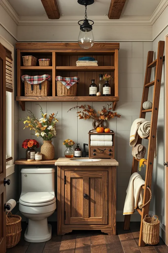 64 Rustic Bathroom Fall Makeover Ideas for a Cozy Seasonal Refresh
