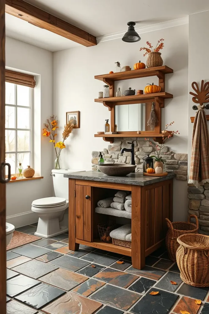 64 Rustic Bathroom Fall Makeover Ideas for a Cozy Seasonal Refresh