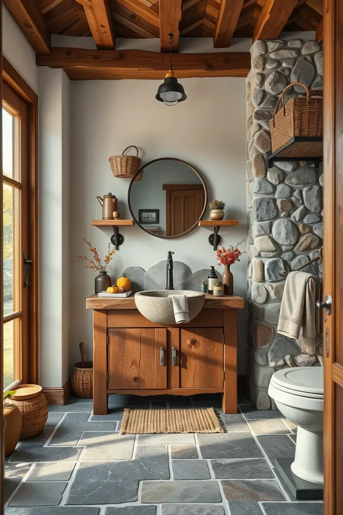 64 Rustic Bathroom Fall Makeover Ideas for a Cozy Seasonal Refresh