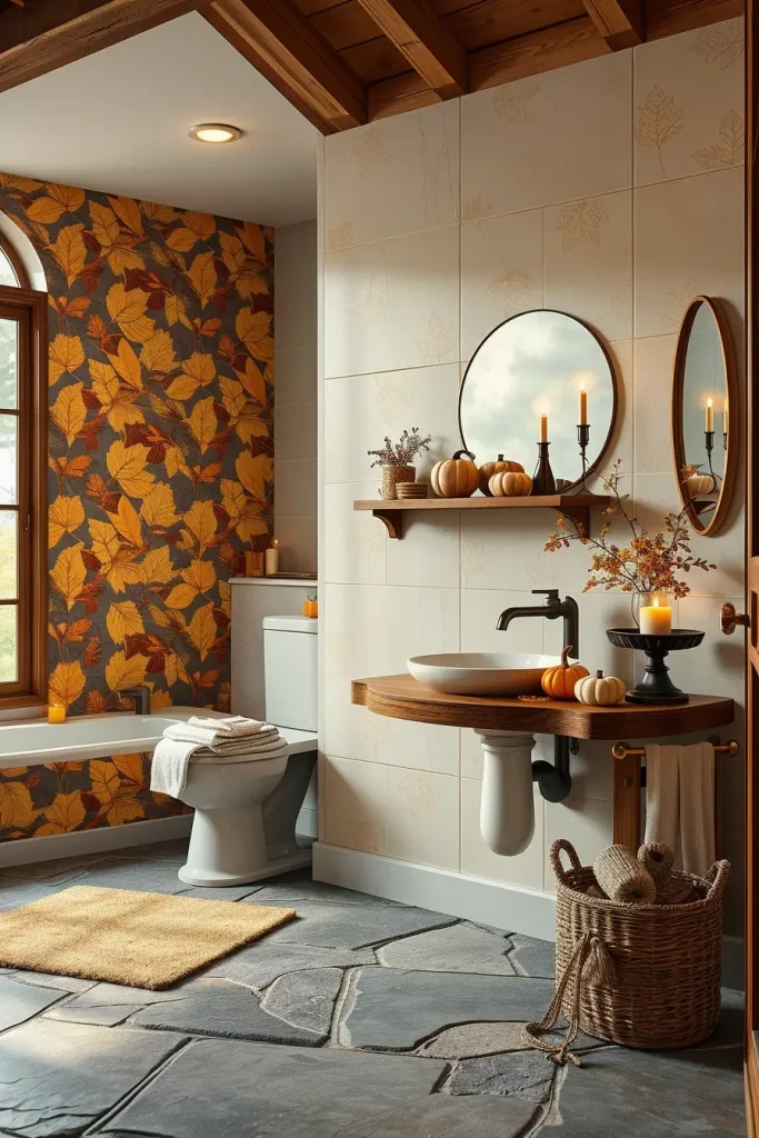 64 Rustic Bathroom Fall Makeover Ideas for a Cozy Seasonal Refresh