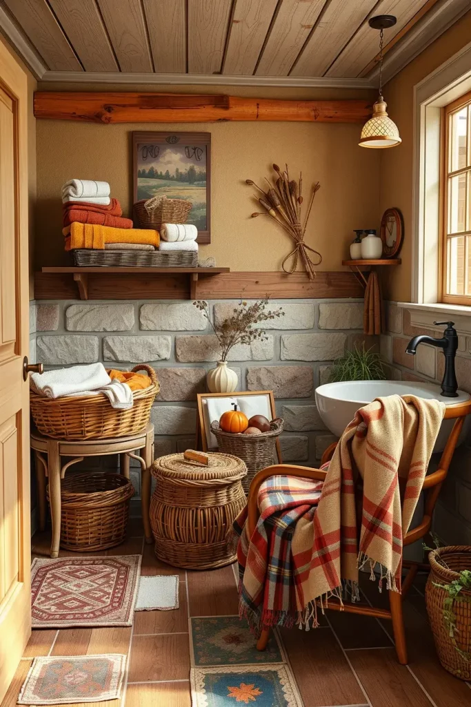 64 Rustic Bathroom Fall Makeover Ideas for a Cozy Seasonal Refresh