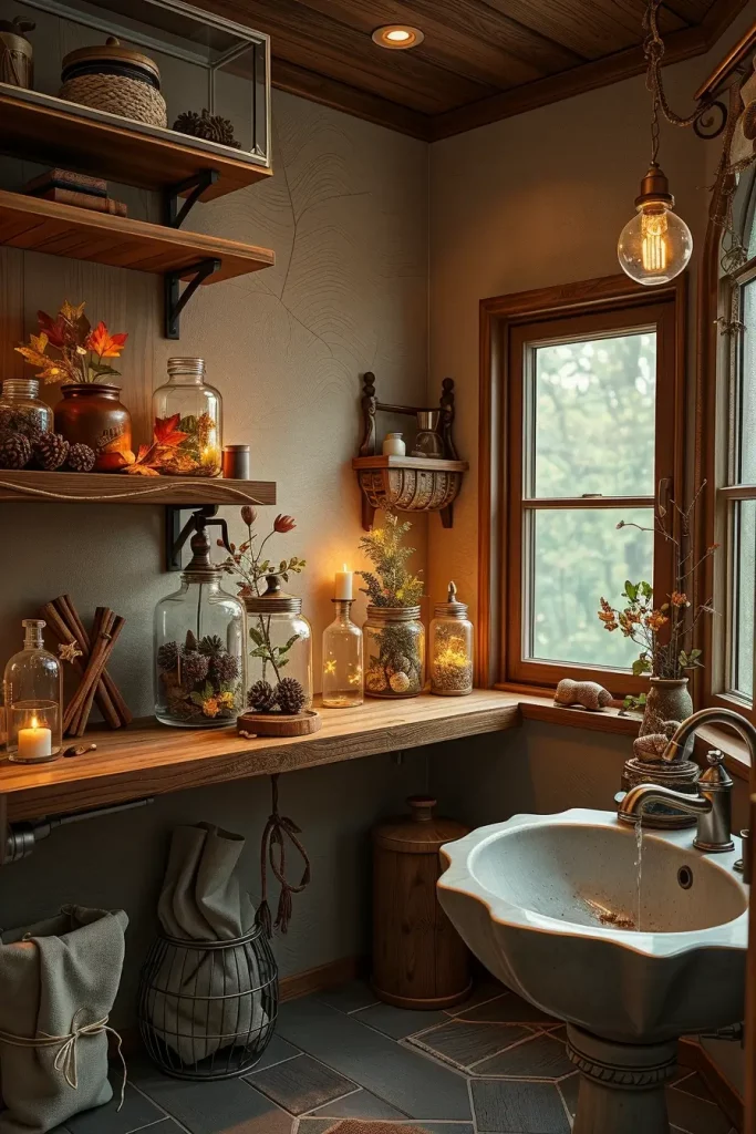 64 Rustic Bathroom Fall Makeover Ideas for a Cozy Seasonal Refresh