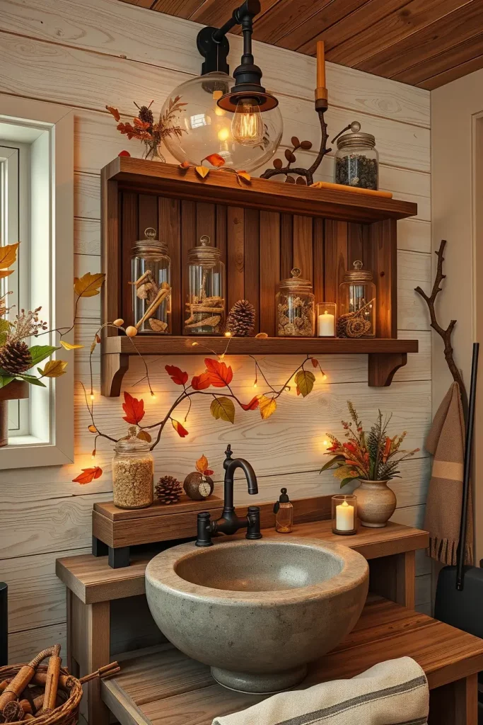 64 Rustic Bathroom Fall Makeover Ideas for a Cozy Seasonal Refresh