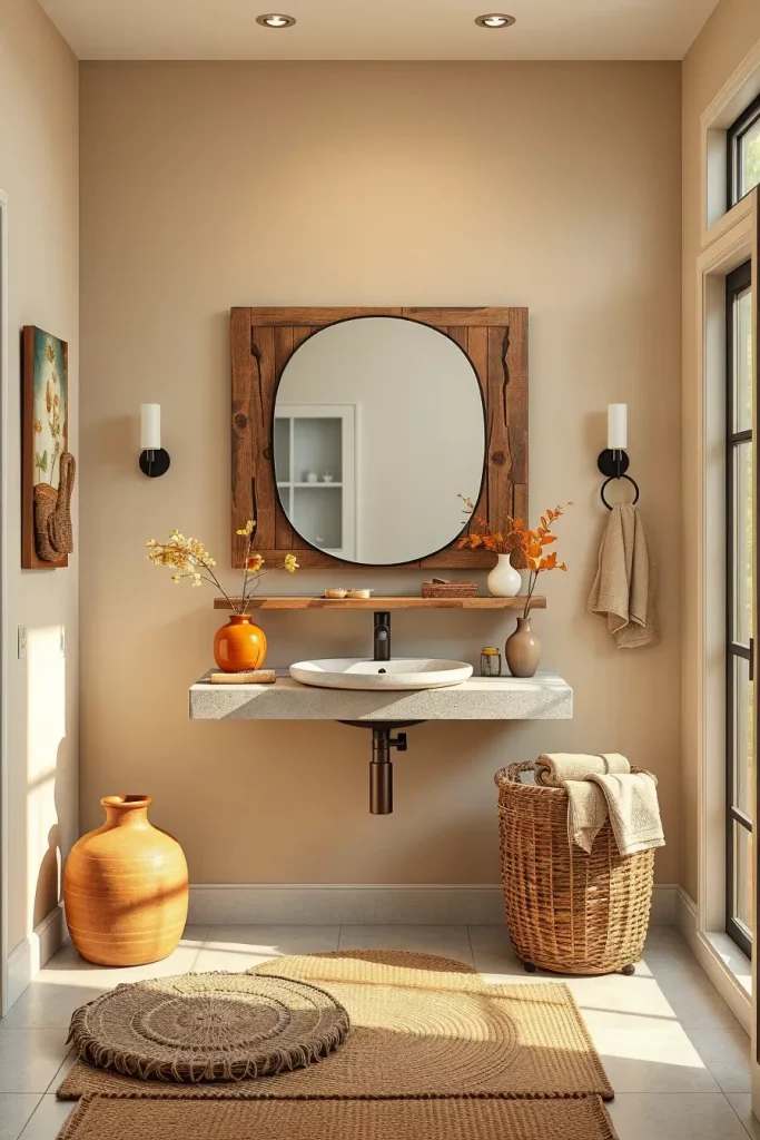 64 Rustic Bathroom Fall Makeover Ideas for a Cozy Seasonal Refresh