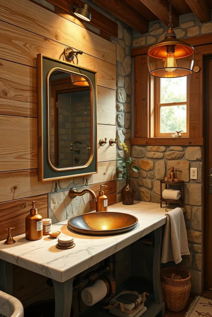 64 Rustic Bathroom Fall Makeover Ideas for a Cozy Seasonal Refresh