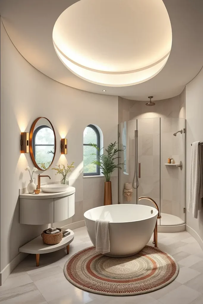 64 Curved Bathroom Decor Ideas to Transform Your Space with Soft Geometry
