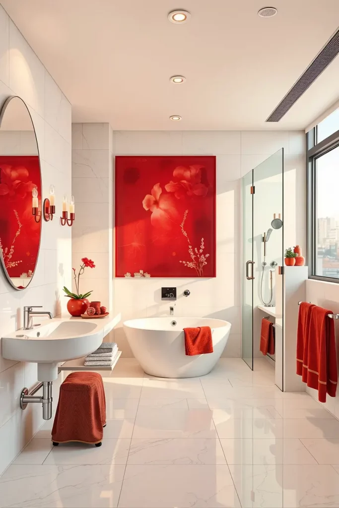63 Red Accents in the Bathroom: Stylish Ideas for a Bold and Modern Space
