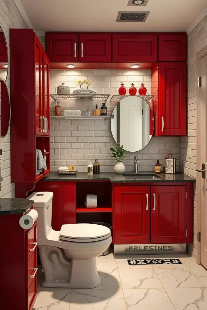 63 Red Accents in the Bathroom: Stylish Ideas for a Bold and Modern Space