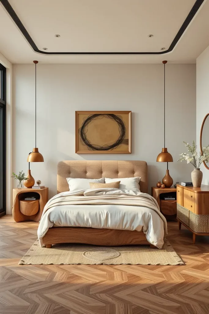 62 Bedroom With Organic Shapes And Natural Tones: Calming Design Ideas