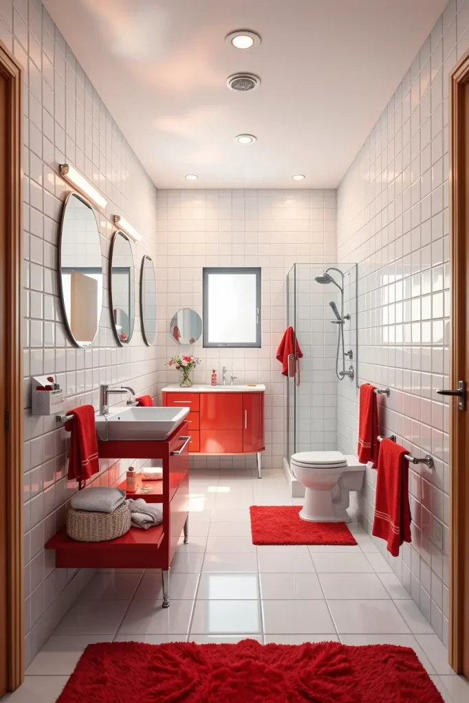 63 Red Accents in the Bathroom: Stylish Ideas for a Bold and Modern Space