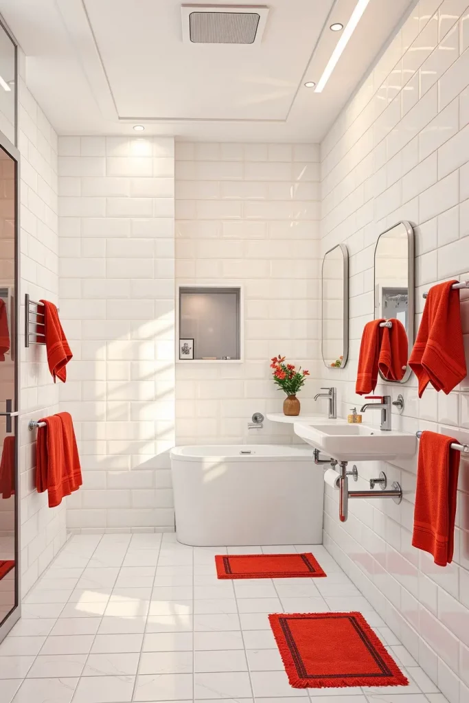 63 Red Accents in the Bathroom: Stylish Ideas for a Bold and Modern Space