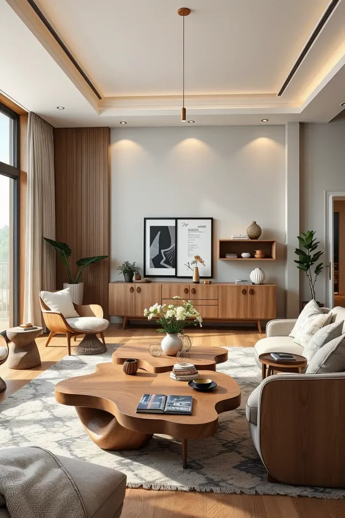 64 Living Room With Organic Shapes and Natural Tones: Stylish and Cozy Ideas
