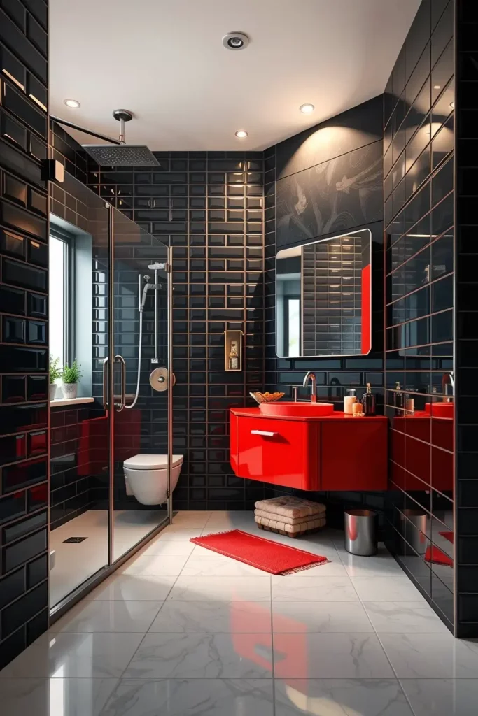 63 Red Accents in the Bathroom: Stylish Ideas for a Bold and Modern Space