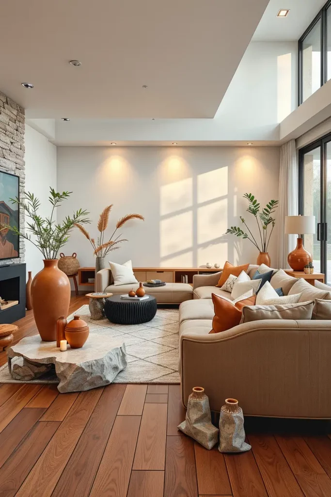 64 Living Room With Organic Shapes and Natural Tones: Stylish and Cozy Ideas