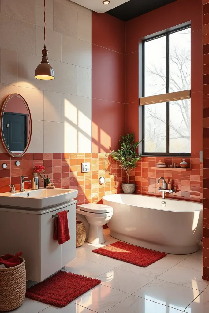 63 Red Accents in the Bathroom: Stylish Ideas for a Bold and Modern Space