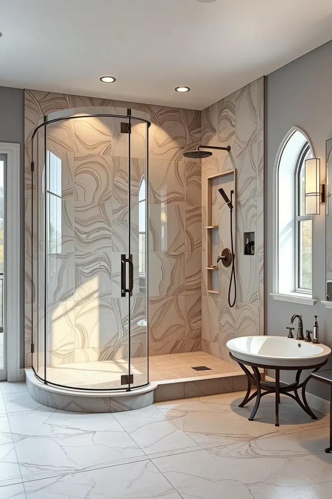 64 Curved Bathroom Decor Ideas to Transform Your Space with Soft Geometry