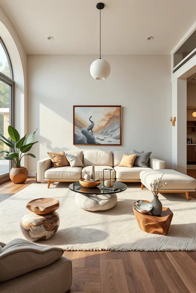 64 Living Room With Organic Shapes and Natural Tones: Stylish and Cozy Ideas