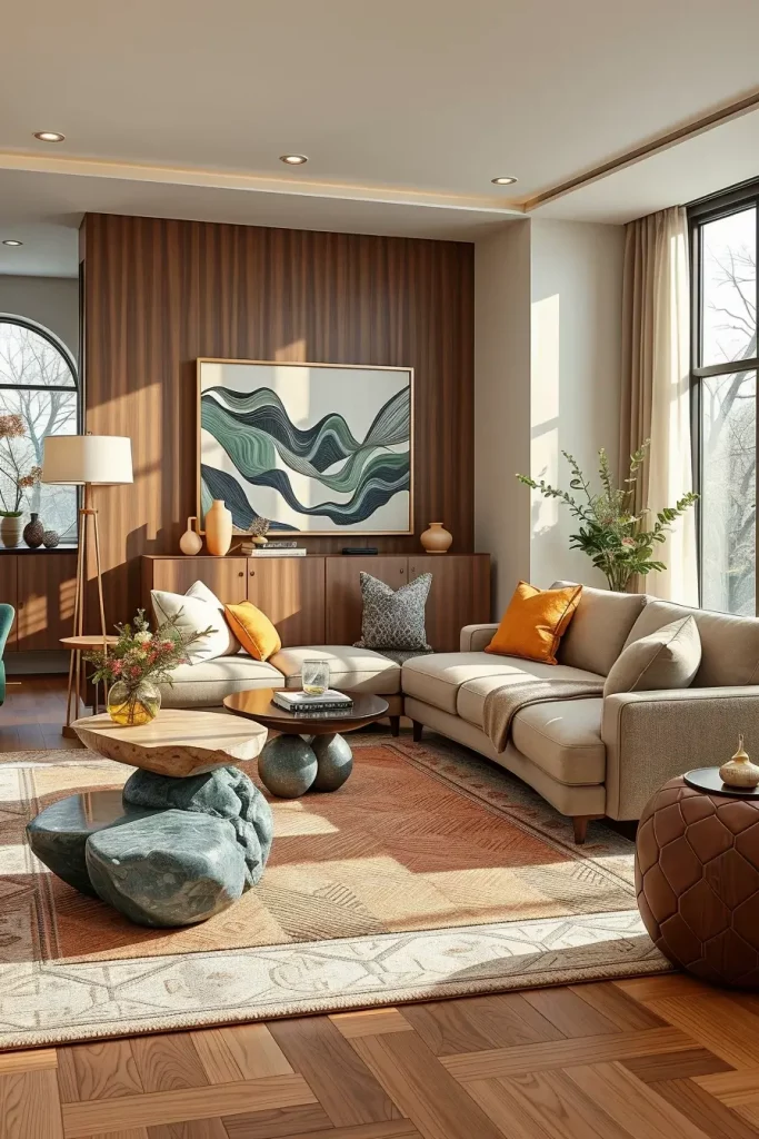 64 Living Room With Organic Shapes and Natural Tones: Stylish and Cozy Ideas