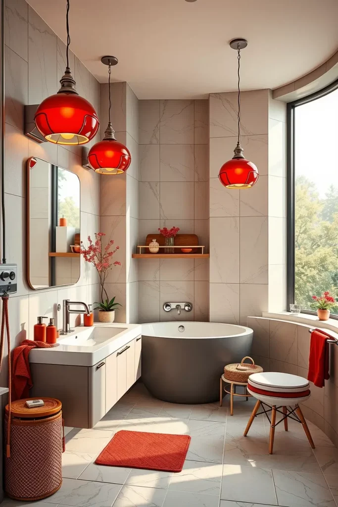 63 Red Accents in the Bathroom: Stylish Ideas for a Bold and Modern Space