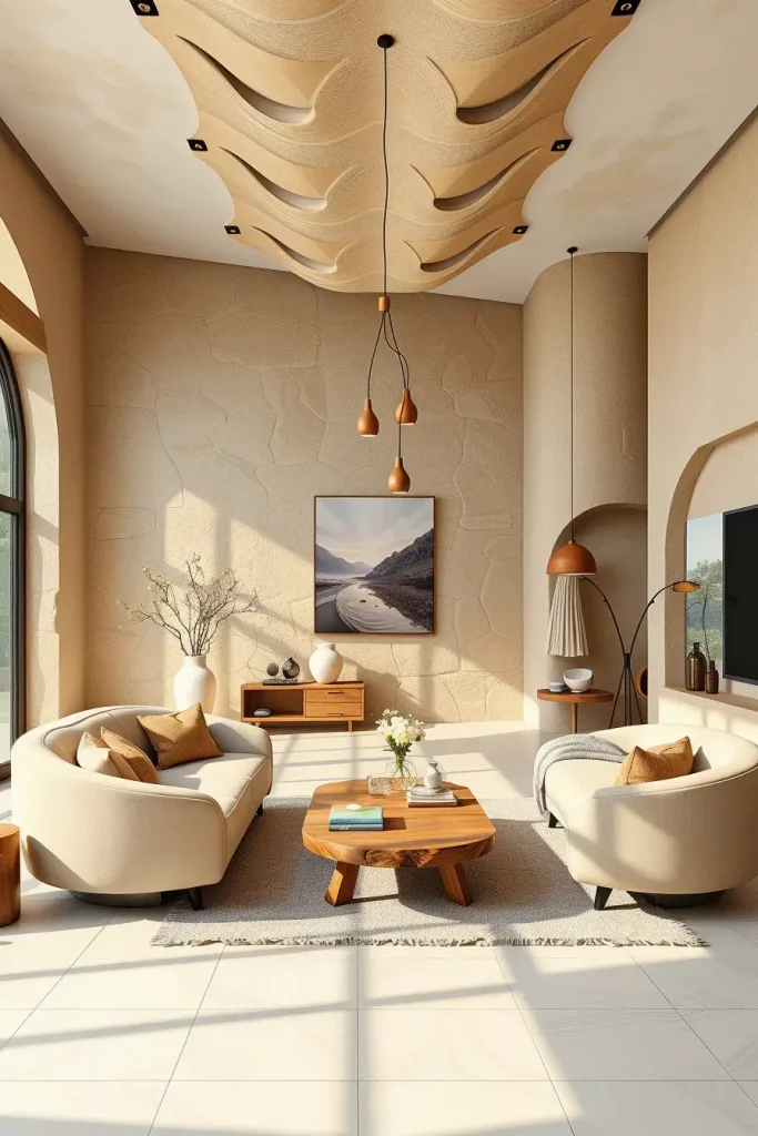 64 Living Room With Organic Shapes and Natural Tones: Stylish and Cozy Ideas
