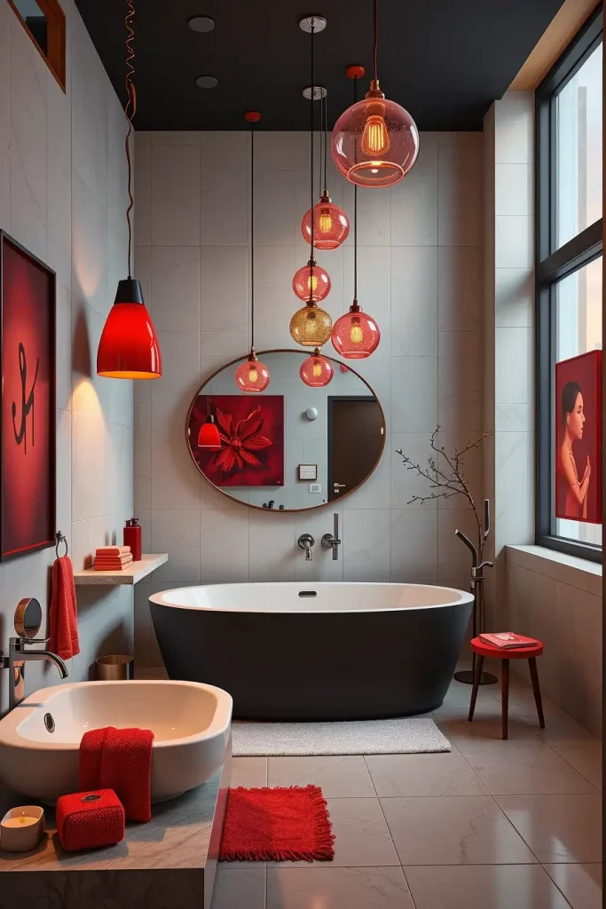 63 Red Accents in the Bathroom: Stylish Ideas for a Bold and Modern Space