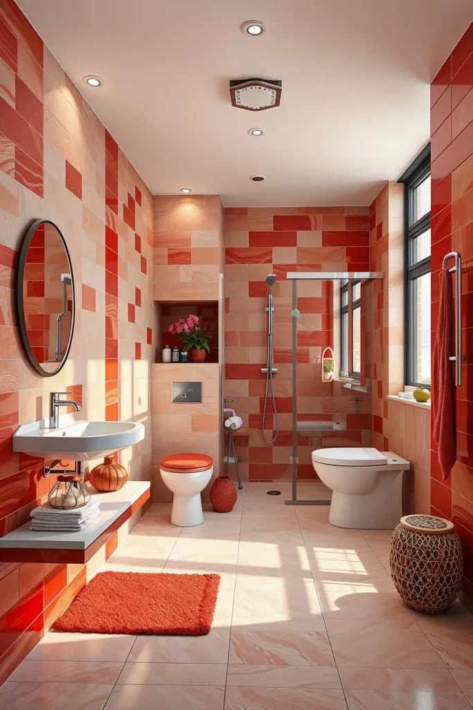 63 Red Accents in the Bathroom: Stylish Ideas for a Bold and Modern Space