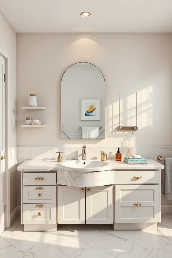 64 Curved Bathroom Decor Ideas to Transform Your Space with Soft Geometry