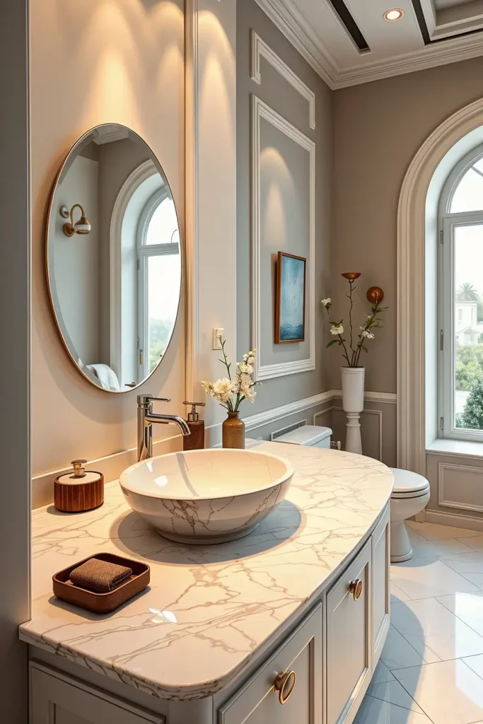 64 Curved Bathroom Decor Ideas to Transform Your Space with Soft Geometry