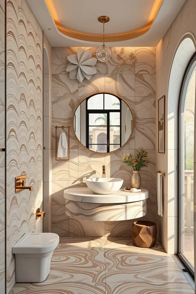 64 Curved Bathroom Decor Ideas to Transform Your Space with Soft Geometry