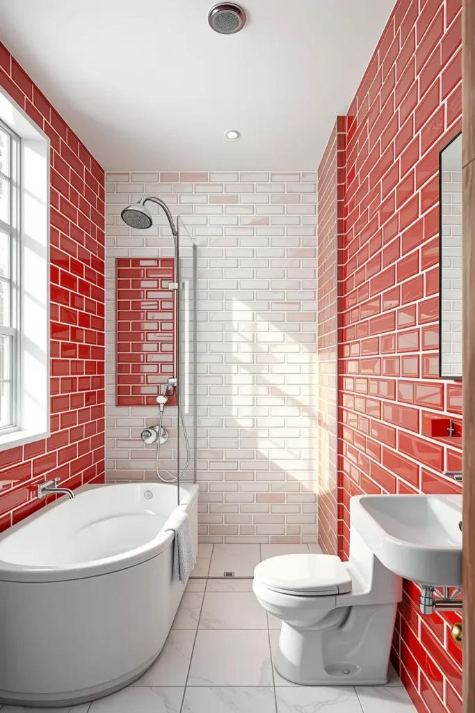 63 Red Accents in the Bathroom: Stylish Ideas for a Bold and Modern Space
