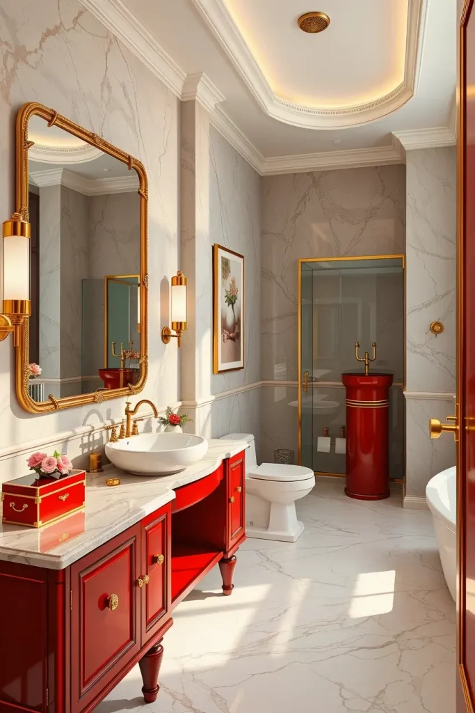 63 Red Accents in the Bathroom: Stylish Ideas for a Bold and Modern Space