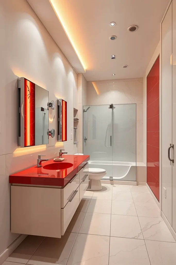 63 Red Accents in the Bathroom: Stylish Ideas for a Bold and Modern Space