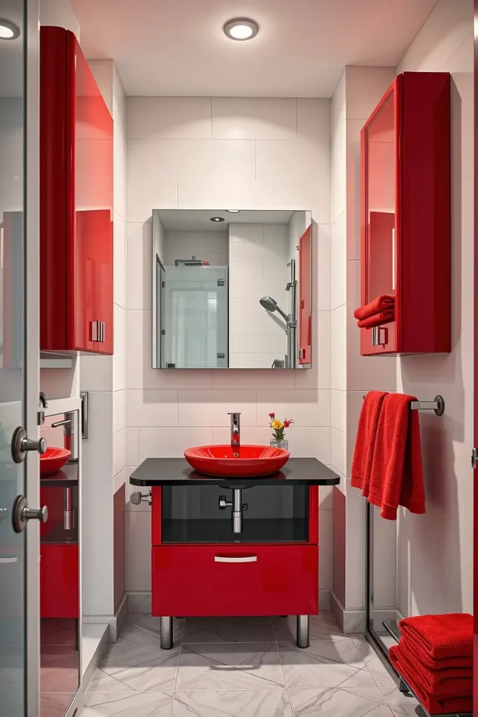 63 Red Accents in the Bathroom: Stylish Ideas for a Bold and Modern Space
