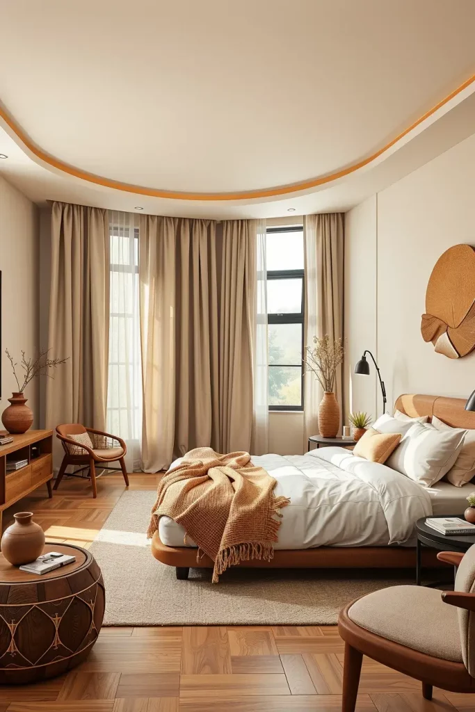 62 Bedroom With Organic Shapes And Natural Tones: Calming Design Ideas