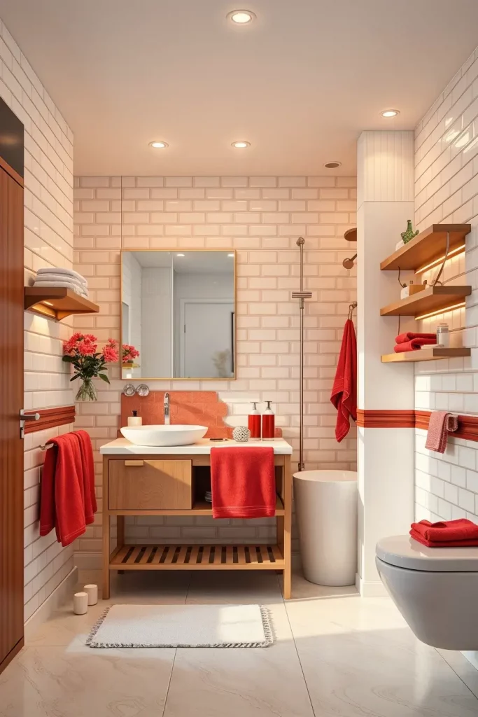 63 Red Accents in the Bathroom: Stylish Ideas for a Bold and Modern Space