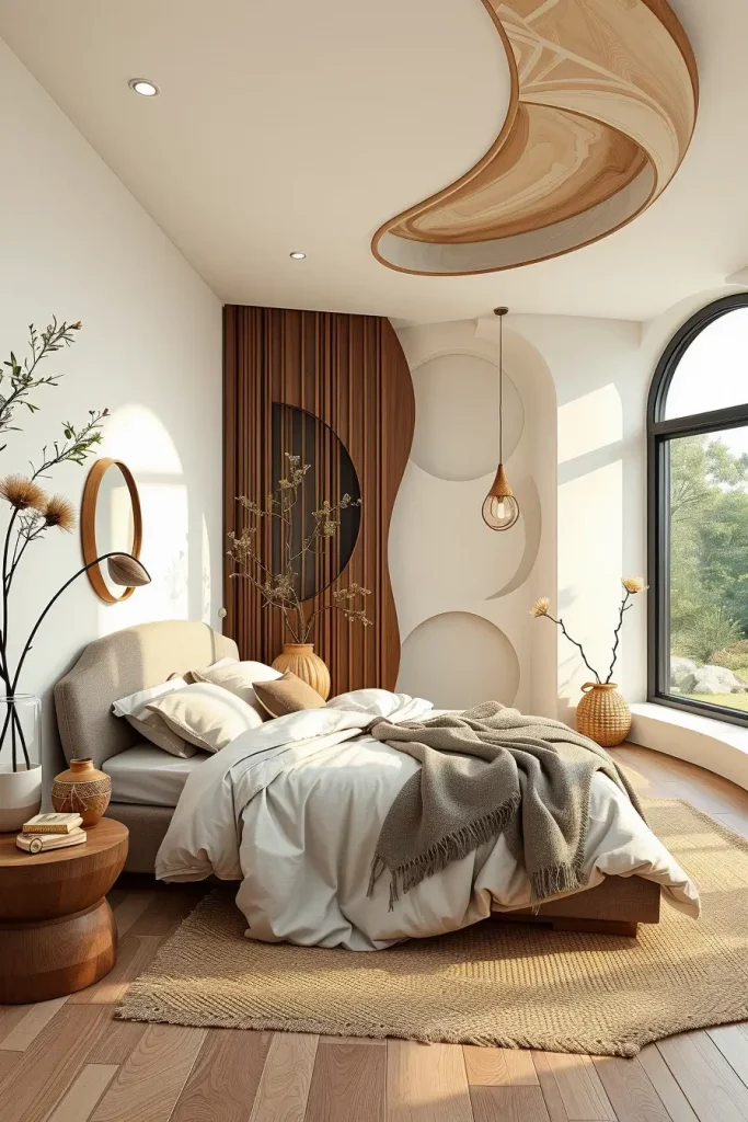 62 Bedroom With Organic Shapes And Natural Tones: Calming Design Ideas
