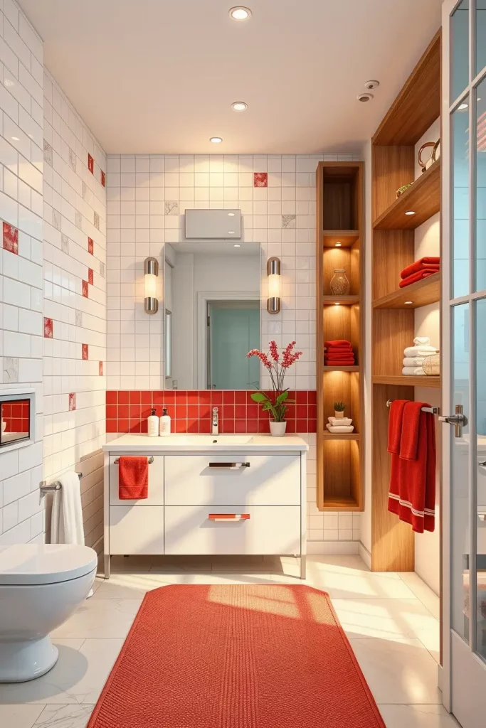 63 Red Accents in the Bathroom: Stylish Ideas for a Bold and Modern Space