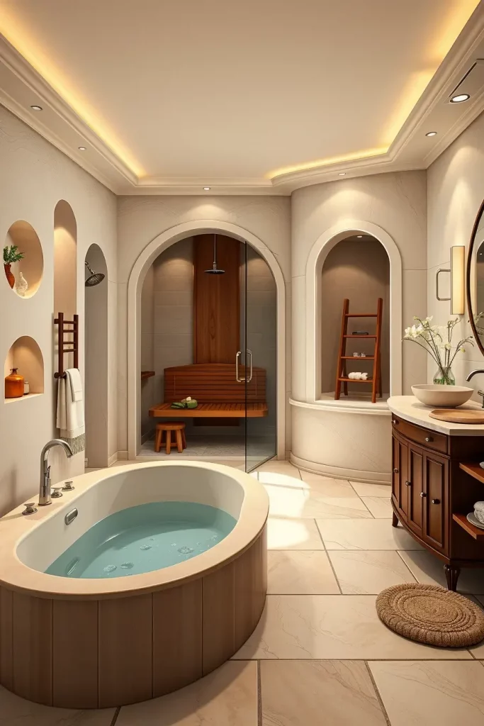 64 Curved Bathroom Decor Ideas to Transform Your Space with Soft Geometry