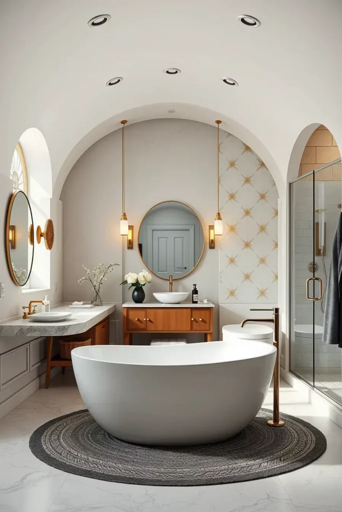64 Curved Bathroom Decor Ideas to Transform Your Space with Soft Geometry