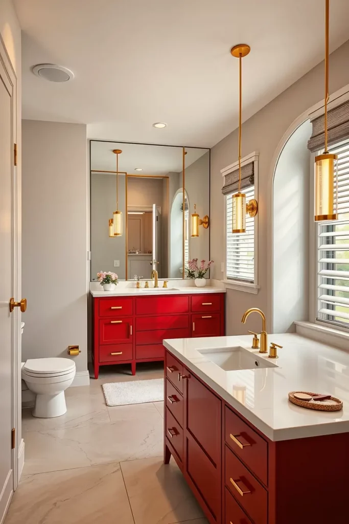63 Red Accents in the Bathroom: Stylish Ideas for a Bold and Modern Space