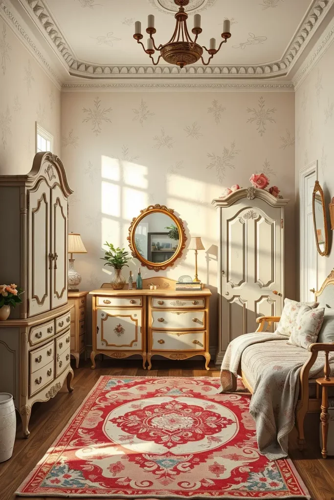 65 Vintage Bedroom with Hand-Painted Furniture Ideas for Timeless Charm