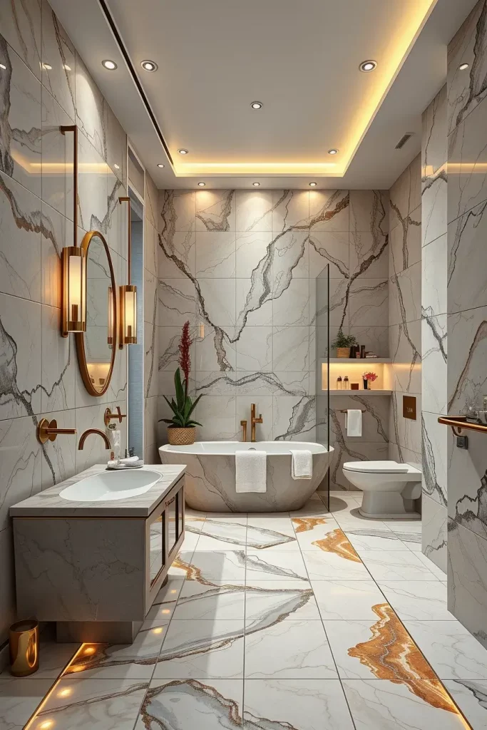 64 Luxury Bathroom Tile Idea for Elegant and Timeless Designs