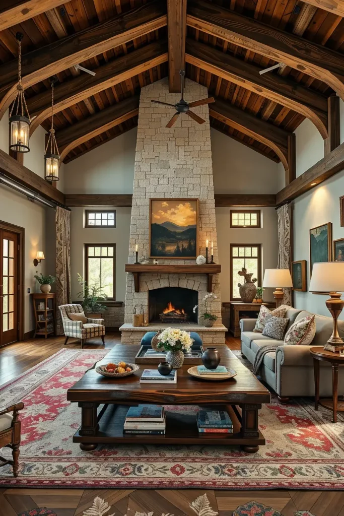 62 Rustic Farmhouse Maximalist Living Room Decor Ideas